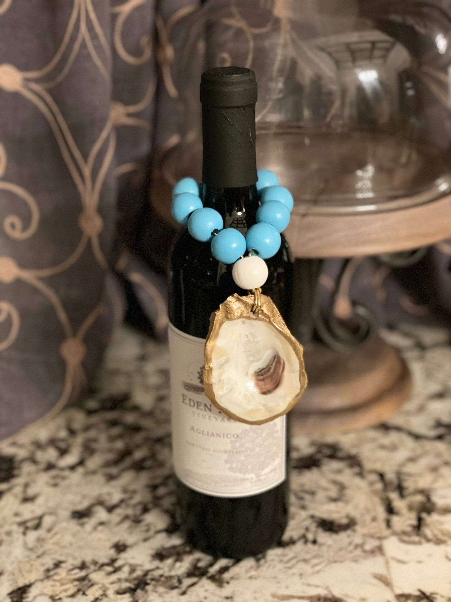 Oyster wine bottle charm