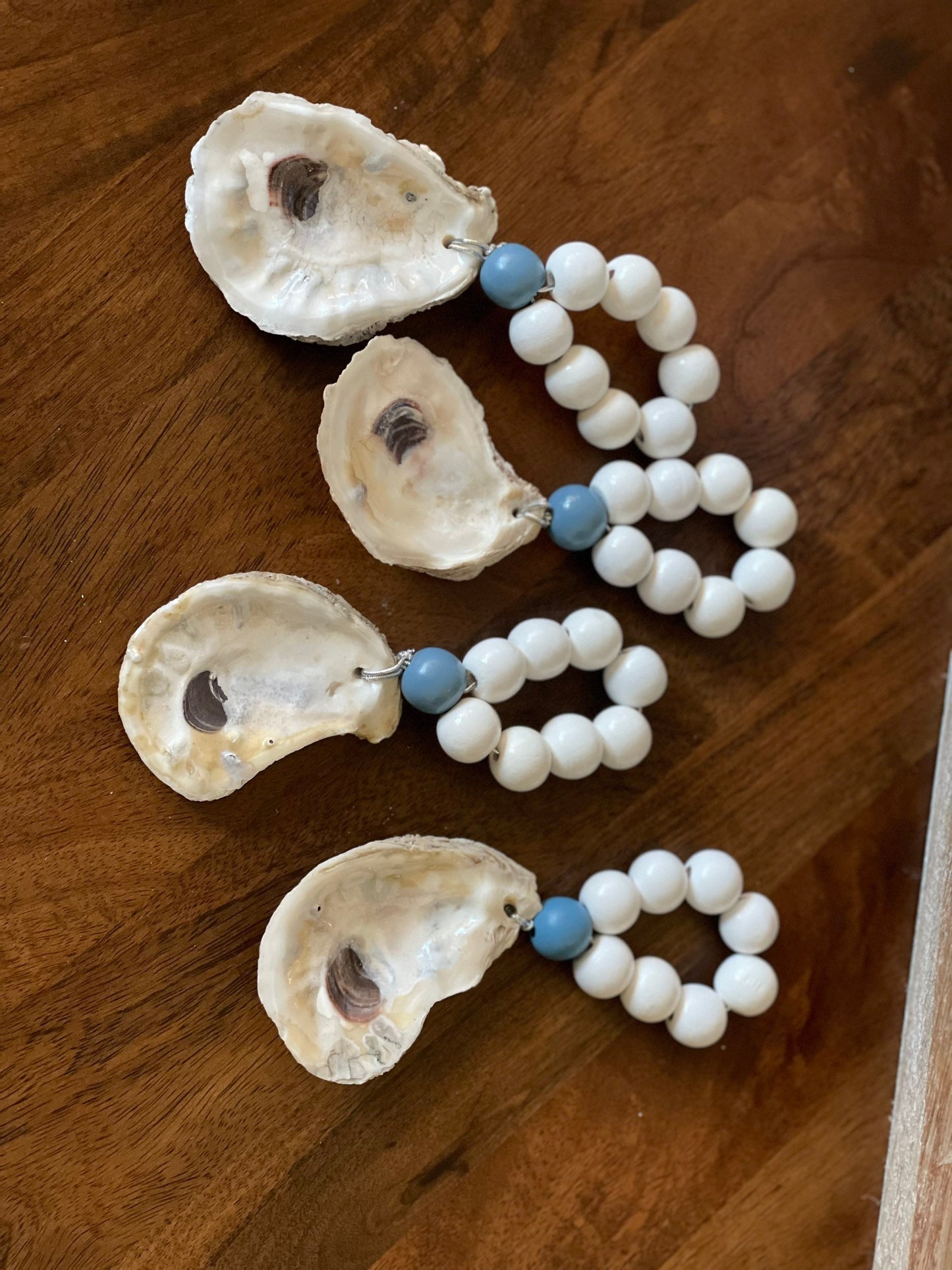 Oyster wine bottle charm OR set of 4 napkin rings
