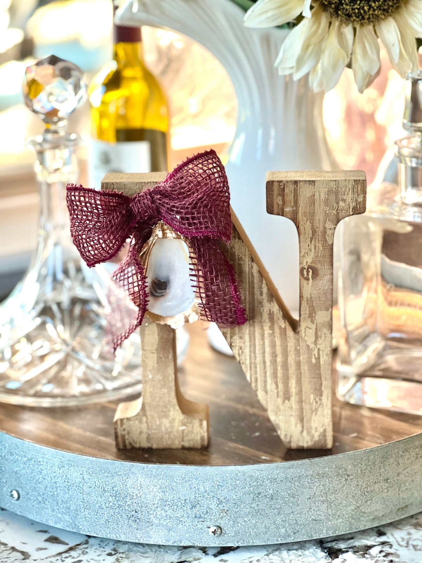 Monogram oyster decor accent