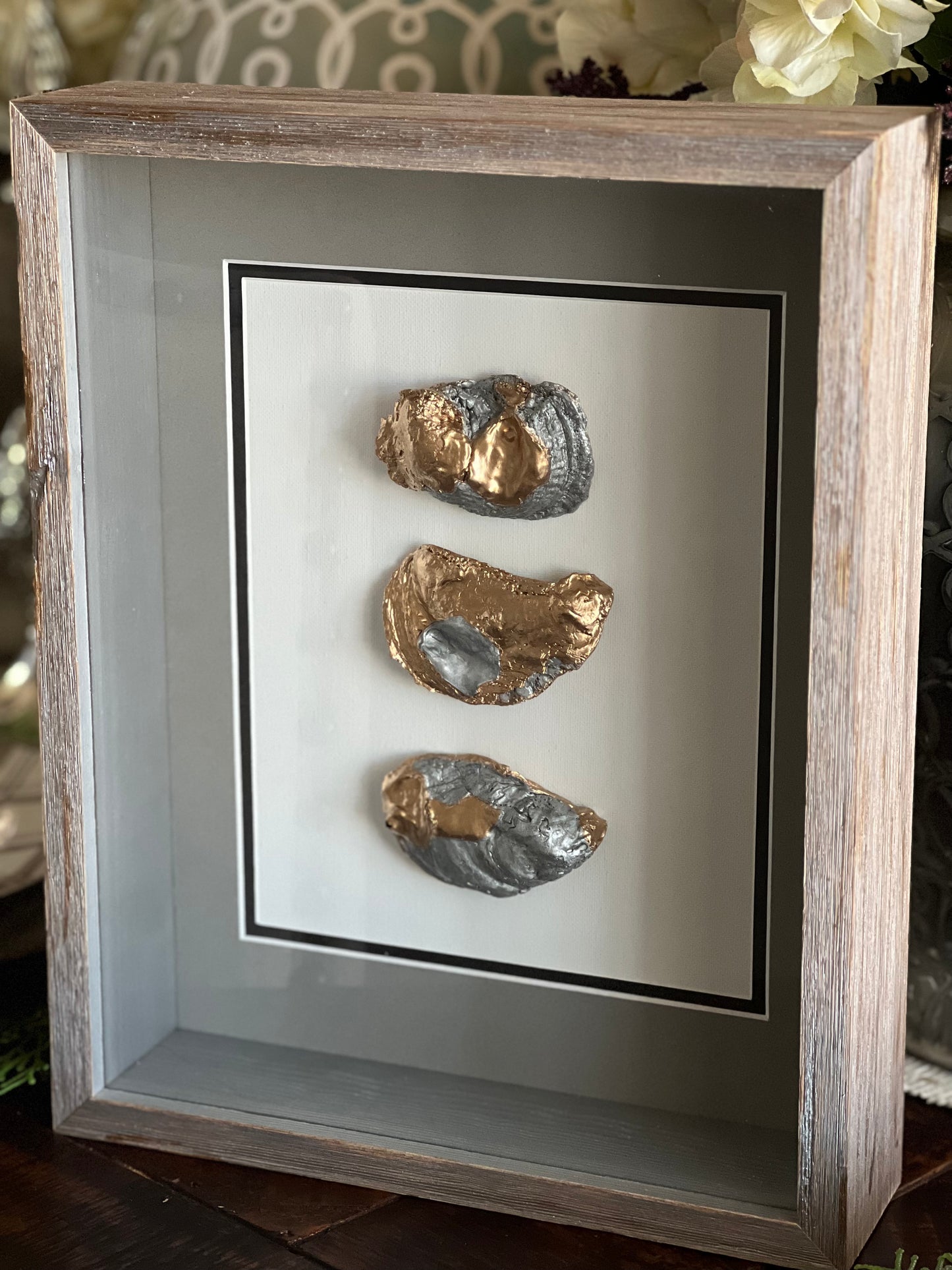 Oyster shell shadow box