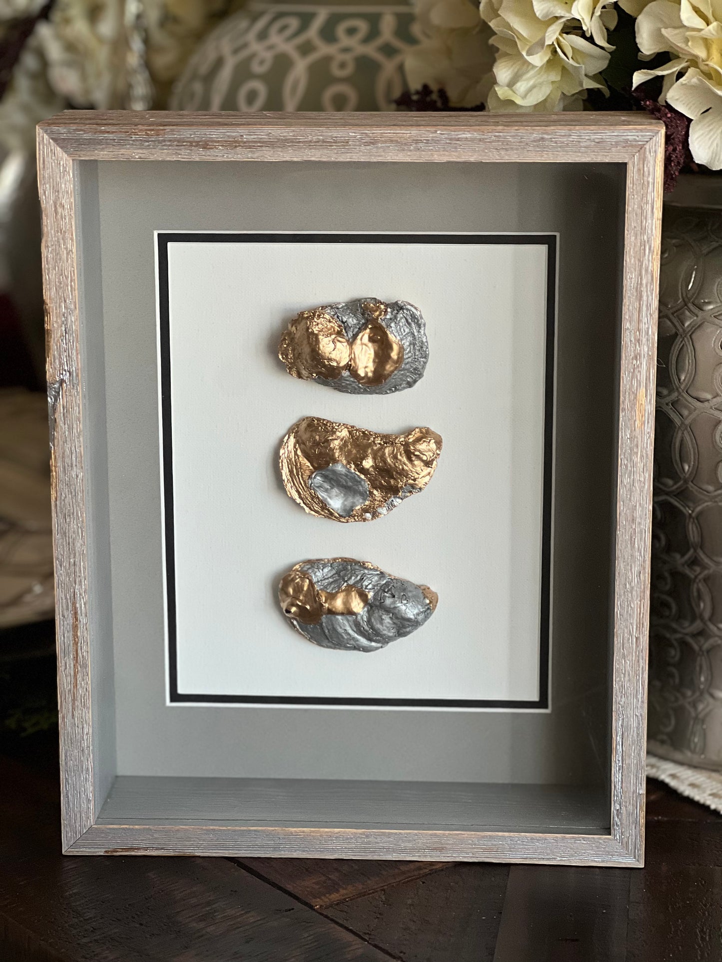 Oyster shell shadow box