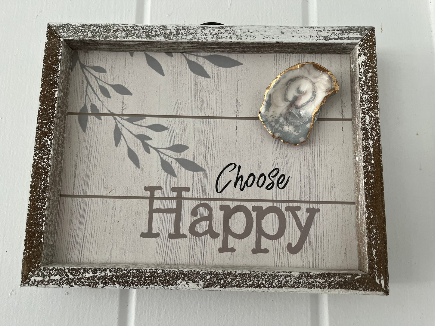 Decoupaged oyster wall art