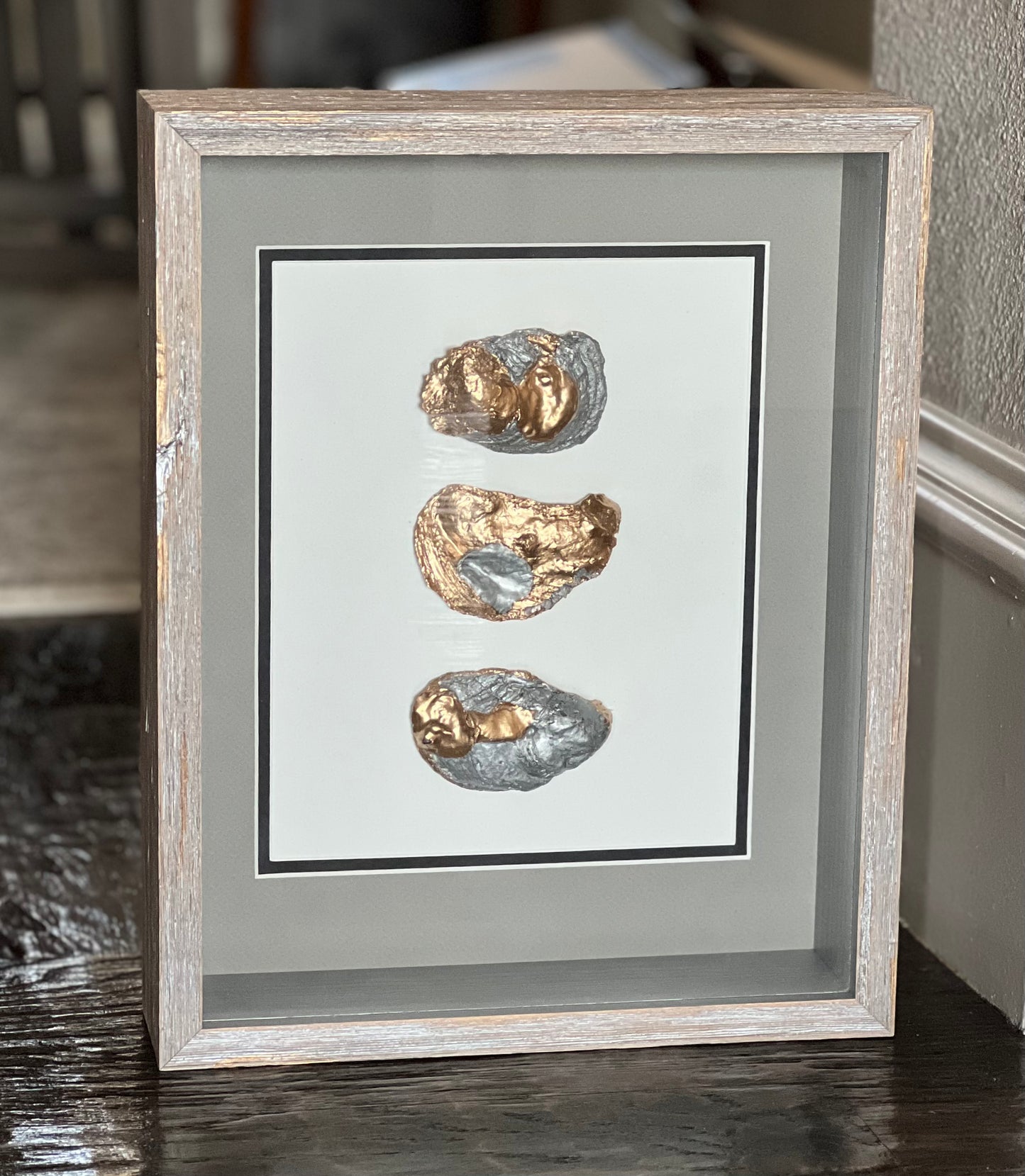 Oyster shell shadow box