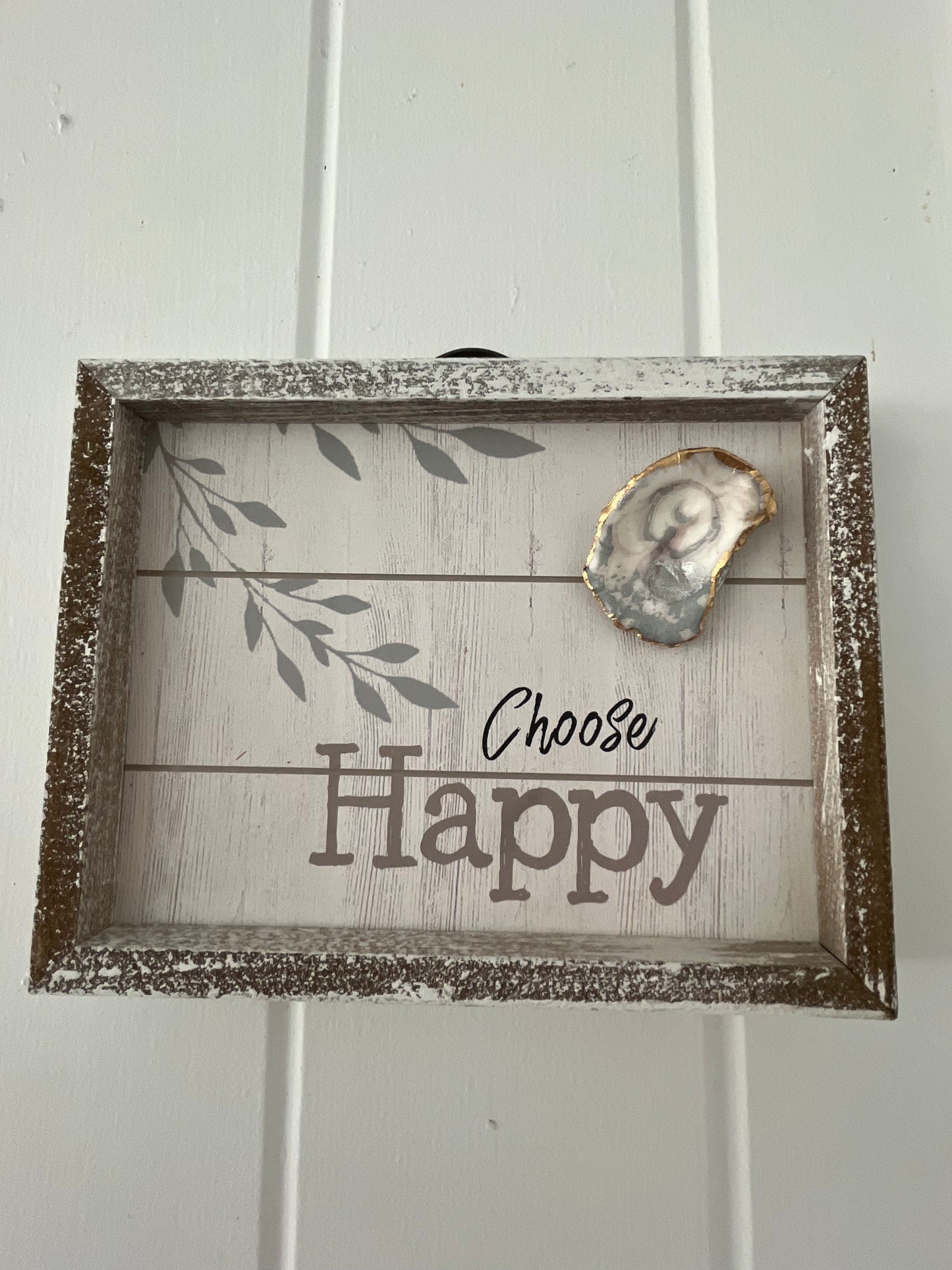 Decoupaged oyster wall art