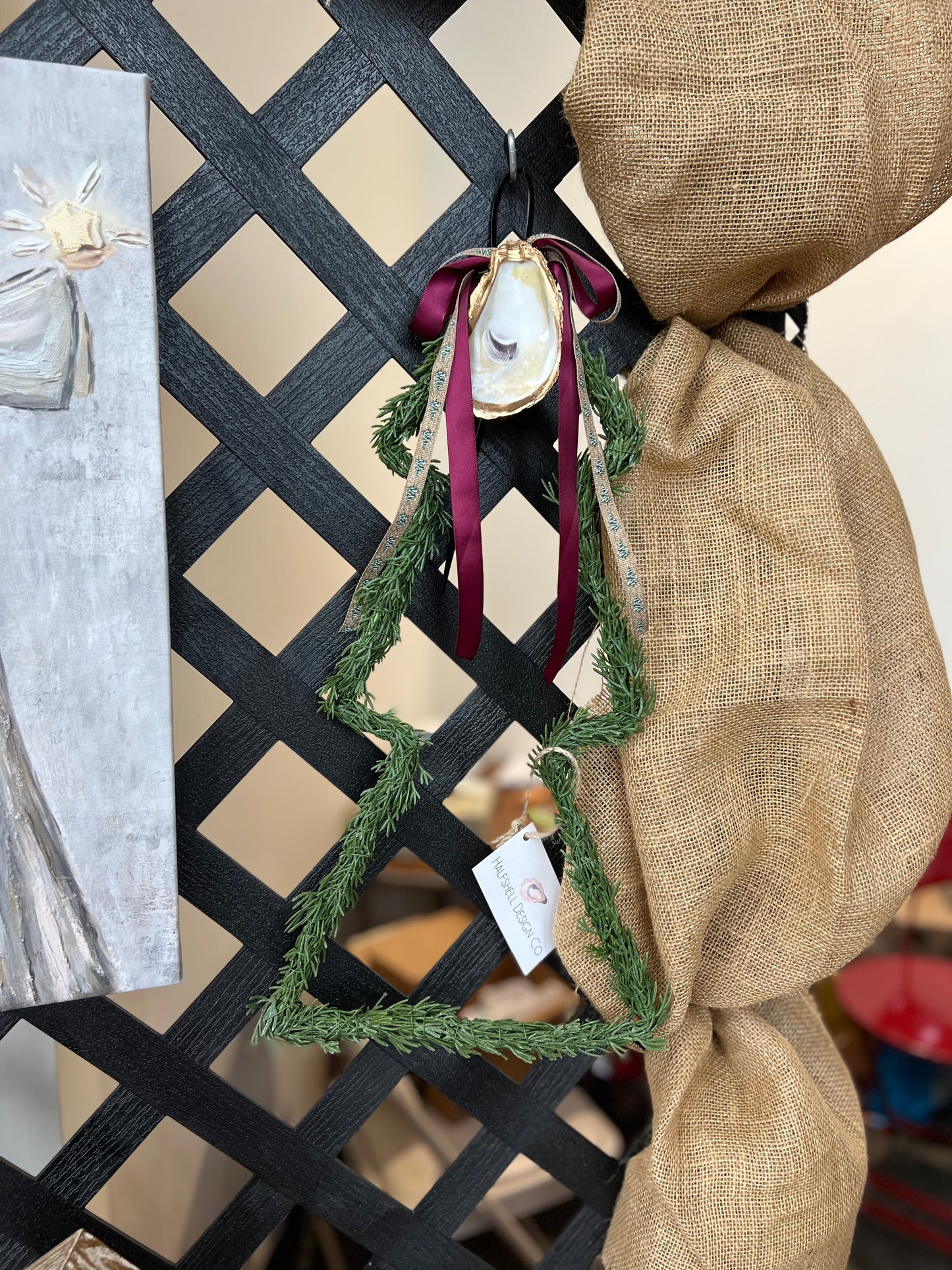 Christmas tree oyster shell door hanger
