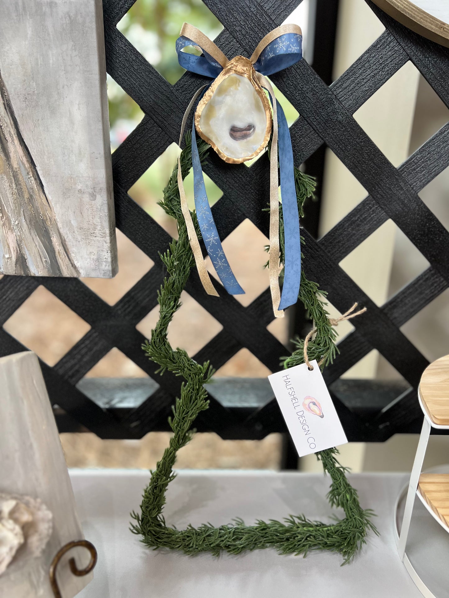 Christmas tree oyster shell door hanger