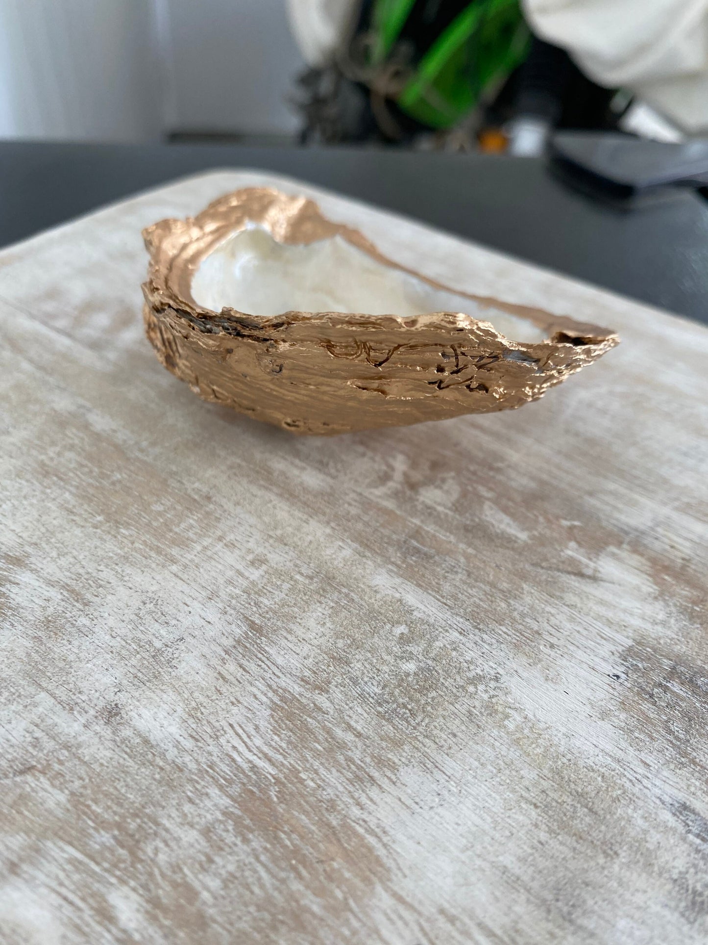 Decoupage and hand painted oyster shell trinket dish/jewelry tray