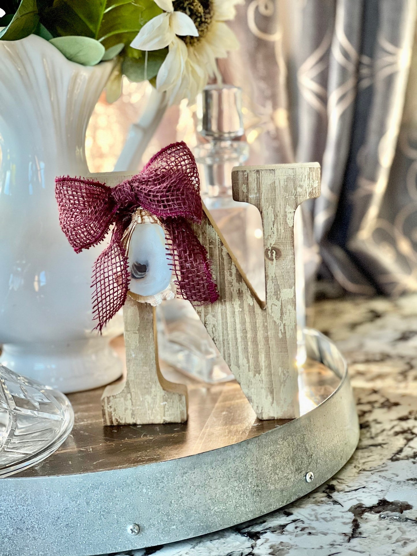 Monogram oyster decor accent