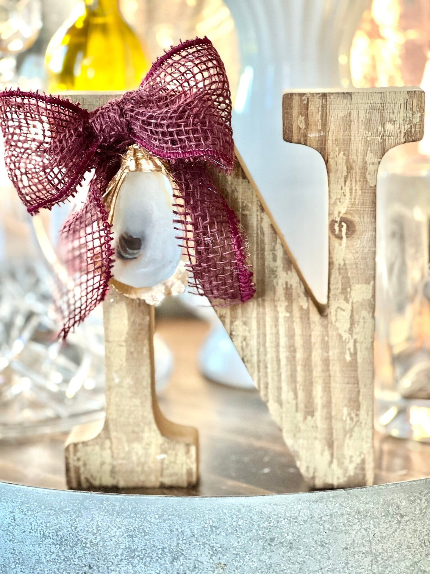 Monogram oyster decor accent