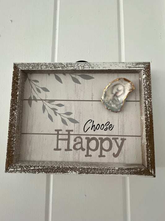Decoupaged oyster wall art